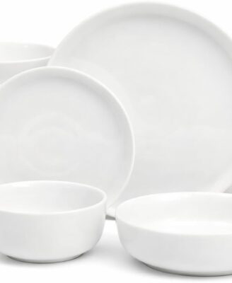 Gibson Home Oslo Dinnerware Set for 4, 16-Piece White Porcelain Plates and Bowls — Ceramic Dish Set | Microwave & Dishwasher Safe