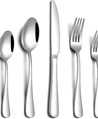 PHILIPALA 20 Piece Silverware Set, Stainless Steel Flatware Set for 4 Food Grade Novelty Flatware Cutlery Utensil Set Include Knife Fork Spoon Mirror Polished Dishwasher Safe
